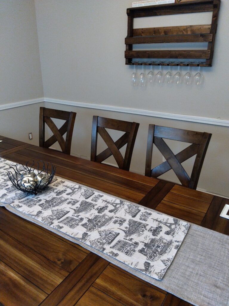 The existing chair rail before the wainscoting.