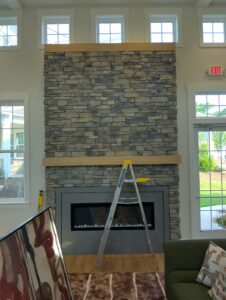 The fireplace. Really tall!