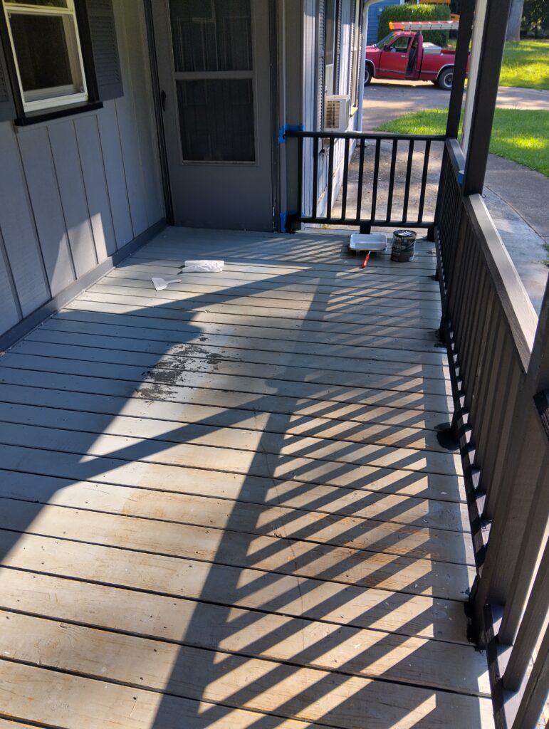 Pre- staining. Pre painting. This would be the "drab" part of the story.